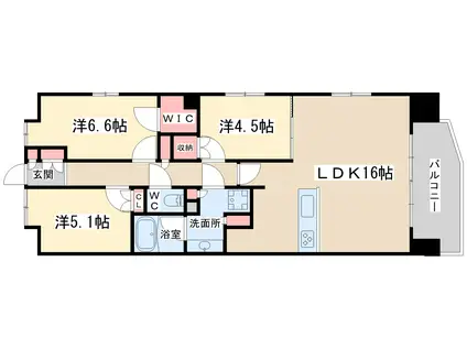 エスフォート大阪同心(3LDK/3階)の間取り写真
