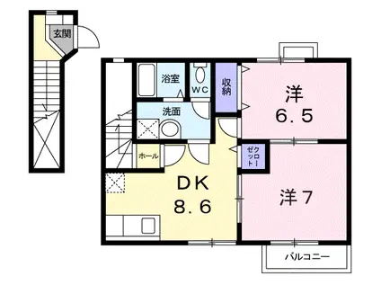 サンガーデン(2DK/2階)の間取り写真