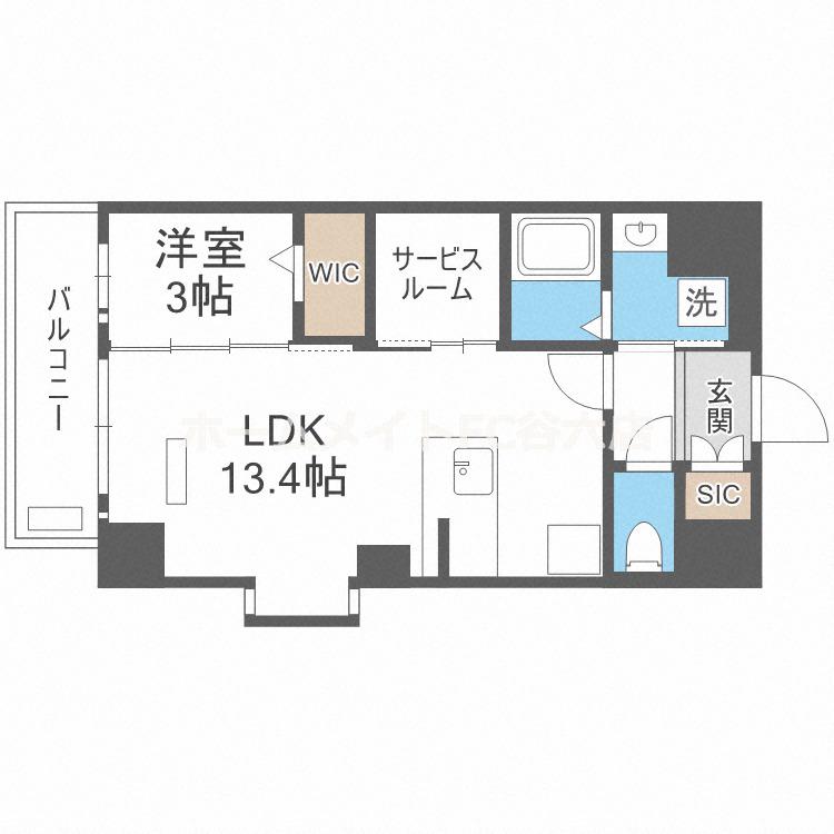 プレサンスNEO九条ディアシス(1SLDK/4階)の間取り写真