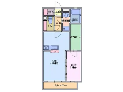 ブレイン鶴賀(1LDK/1階)の間取り写真