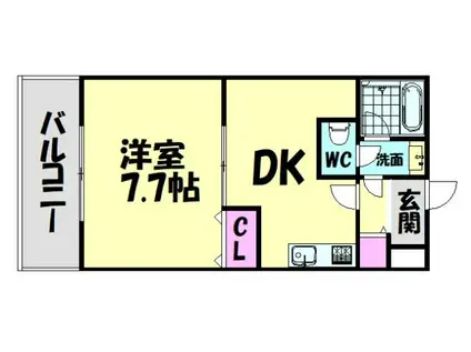 ボナール鳳南(1DK/2階)の間取り写真