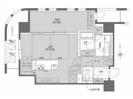 THE WEAVE MINAMI SEMBA(1LDK/7階)の間取り写真