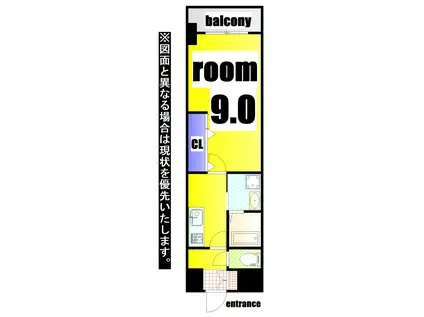 ロイヤルノースナイン(1K/3階)の間取り写真