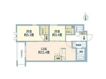 ウェルスクエア山坂(2LDK/2階)の間取り写真