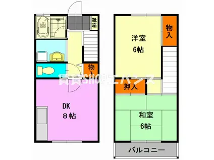 グリーンテラスB(2DK/1階)の間取り写真