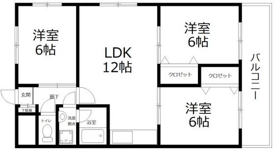 チェリーヒルズ広島(3LDK/1階)の間取り写真