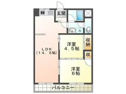 ガーデンヒルズ2号館(2LDK/2階)の間取り写真