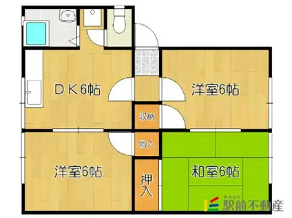 三ノ江ハイツ(3DK/1階)の間取り写真