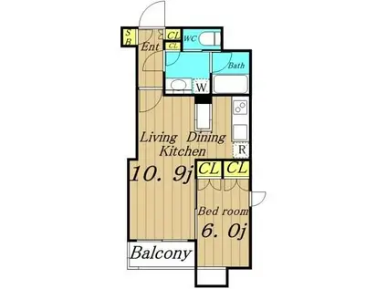 ザ・パークハビオ蔵前(1LDK/13階)の間取り写真