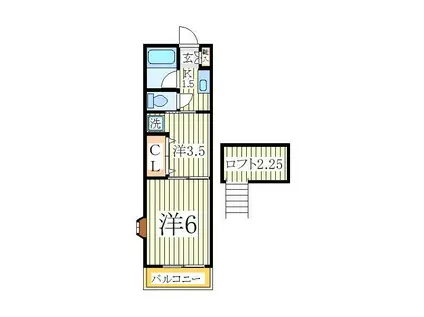 アベニール(2K/1階)の間取り写真