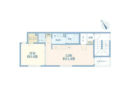 CASA PIAZZA東長崎II(1LDK/3階)の間取り写真