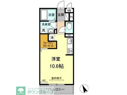 D-ROOM松葉(ワンルーム/1階)の間取り写真