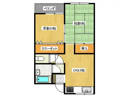 メゾン光葉台(2DK/2階)の間取り写真