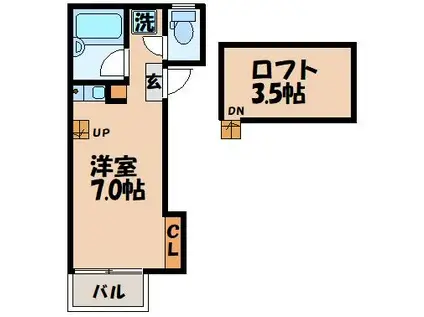 フリーダム本尾(1K/2階)の間取り写真