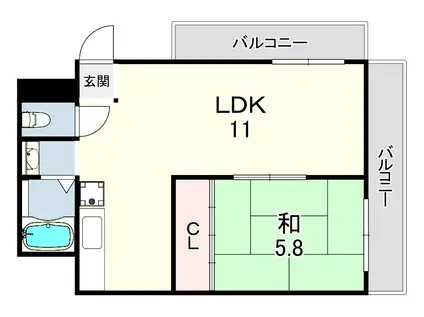 第2七耀マンション(1LDK/5階)の間取り写真