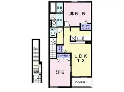 ボン マルシェ サンク(2LDK/2階)の間取り写真