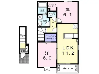 クライスC(2LDK/2階)の間取り写真