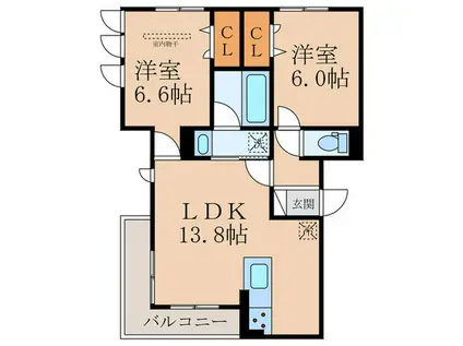 D-ROOM 東矢倉(2LDK/3階)の間取り写真