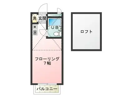 グランドール八王子(1DK/1階)の間取り写真