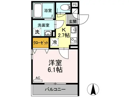 ディールーム殿町(1K/3階)の間取り写真