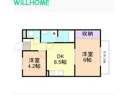 シャルマンフジ砂山(2DK/2階)の間取り写真