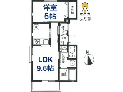 フィカーサイソベ(1LDK/2階)の間取り写真