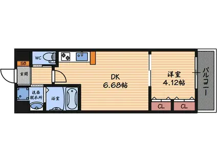 CHOEI65(1DK/4階)の間取り写真