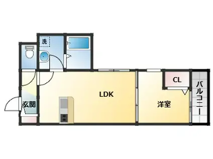 リーヴェ恵我之(1LDK/2階)の間取り写真