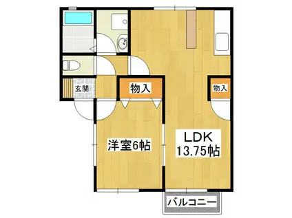 ベルエポック稲荷前(1LDK/1階)の間取り写真