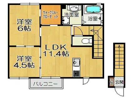 LA TILLAラ・ティーラ(2LDK/2階)の間取り写真