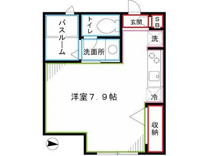 ブラン ET ノアール(ワンルーム/2階)の間取り写真