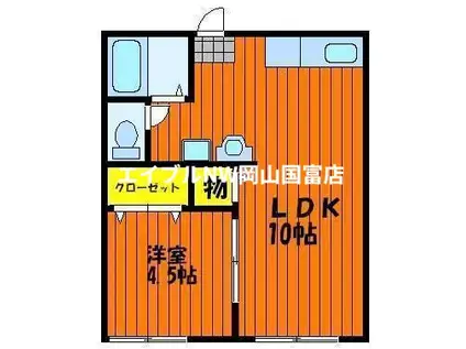 山田コーポ新棟(1LDK/1階)の間取り写真