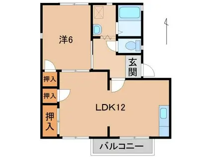 コスモ・スペース11 AB(1LDK/2階)の間取り写真