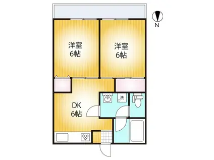 ハイツK-15(2DK/3階)の間取り写真