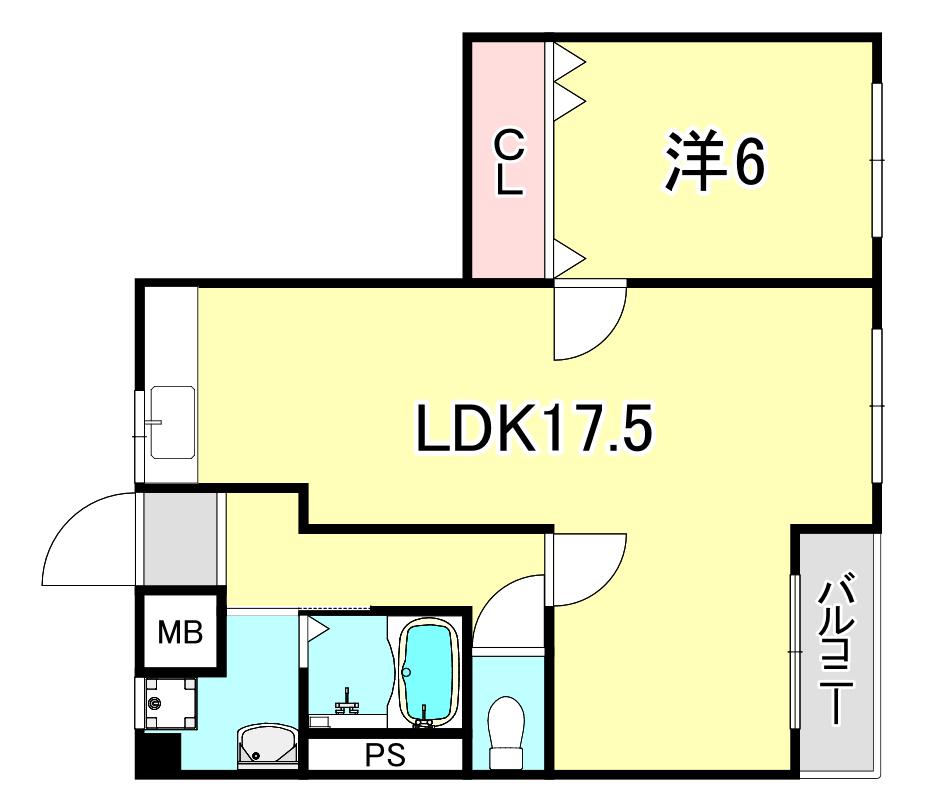 兵住グランドコート市役所前(1LDK/4階)の間取り写真