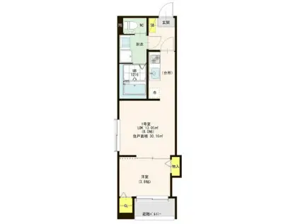 ハーモニーテラス切戸町II(1LDK/3階)の間取り写真