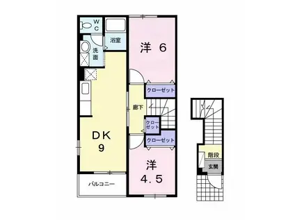 ソルマージュI(2DK/2階)の間取り写真
