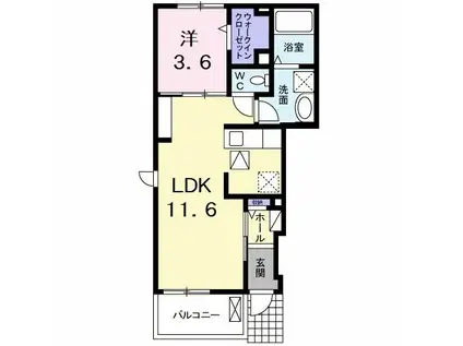 ブランボヌール(1LDK/1階)の間取り写真