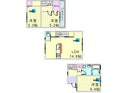 アルポルト上ノ丸(3LDK/1階)の間取り写真