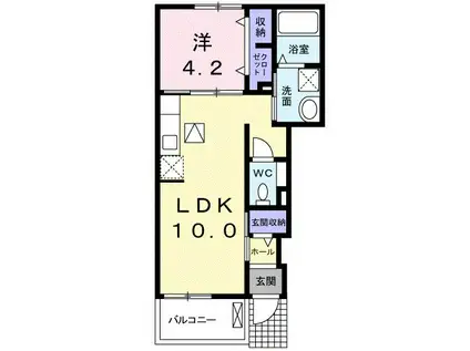 プリムローズ(1LDK/1階)の間取り写真