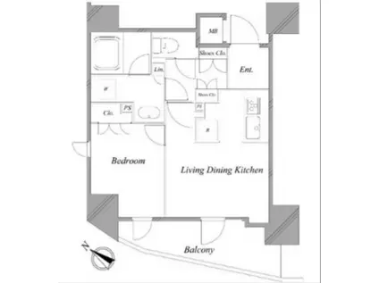 ネベル戸越公園(1LDK/5階)の間取り写真