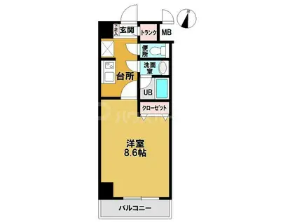 ナンカイパート1(1K/3階)の間取り写真