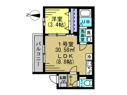 グランドソレイユ新検見川II(1LDK/2階)の間取り写真