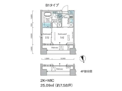 プライマル中央MINATO(2K/4階)の間取り写真