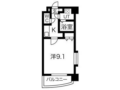 シティ連坊(1K/1階)の間取り写真
