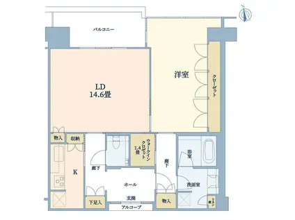 グラングリーン大阪 THE ノース RESIDENCE(1LDK/33階)の間取り写真