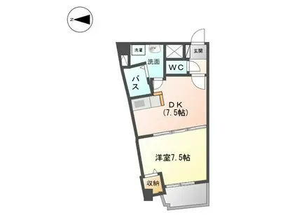 グラディーレ(1DK/4階)の間取り写真