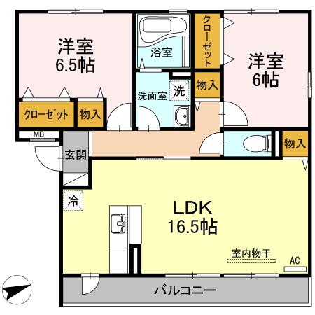 セジュールK(2LDK/3階)の間取り写真
