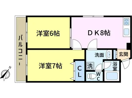 トーヨーマンション(2DK/2階)の間取り写真