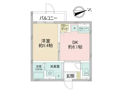 クロレ南流山VI(1DK/2階)の間取り写真